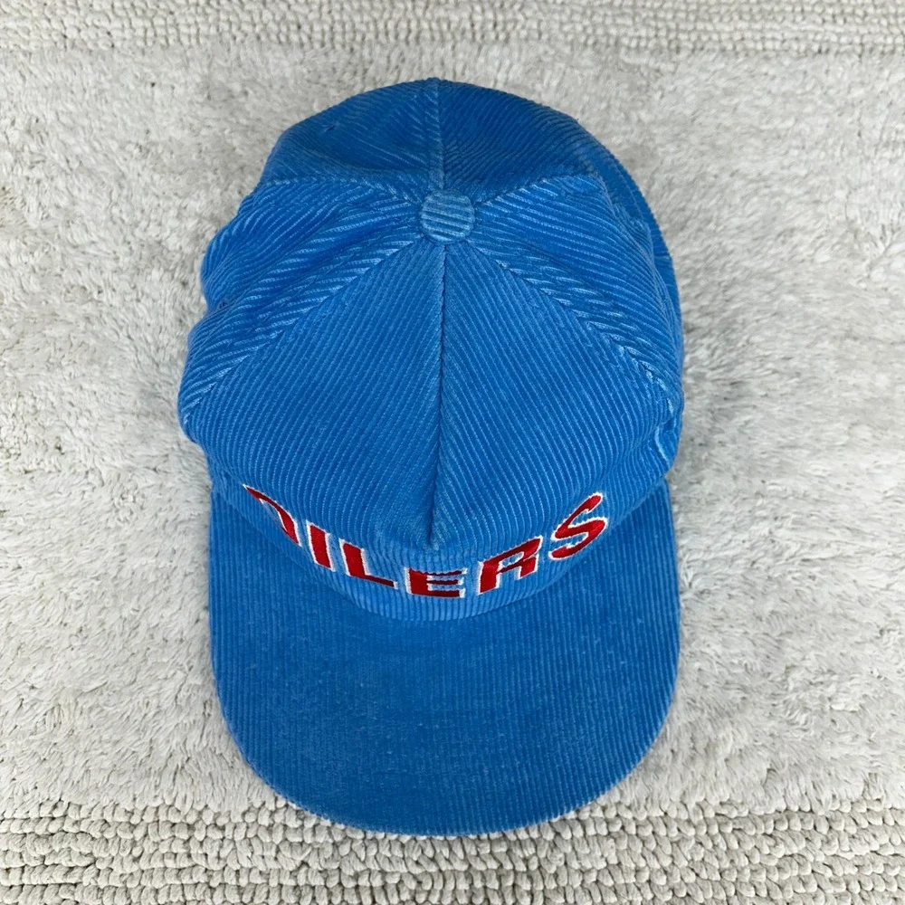 90s Vintage Houston Oilers Corduroy Snapback Hat OSFA Embroidered Starline NFL - Picture 2 of 7